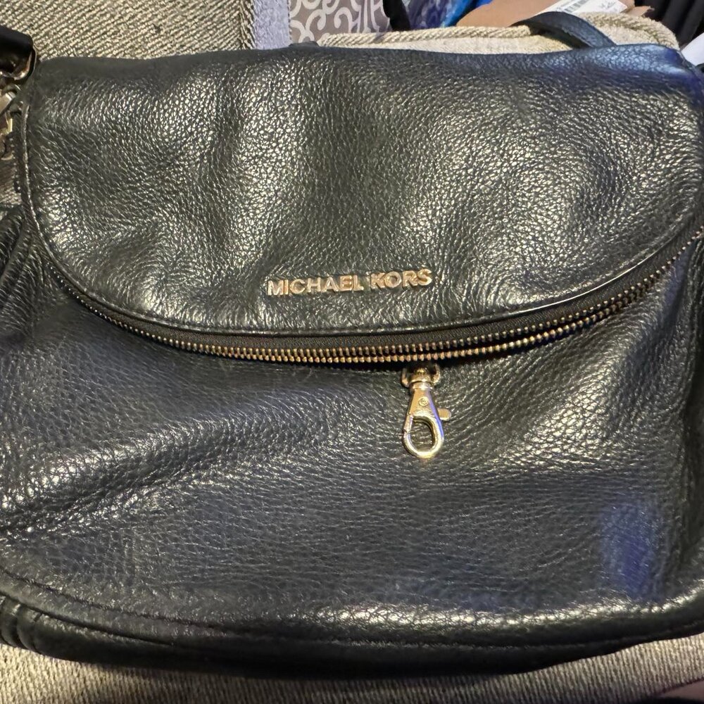 Michael Kors Large Bedford Double Strap Black Crossbody